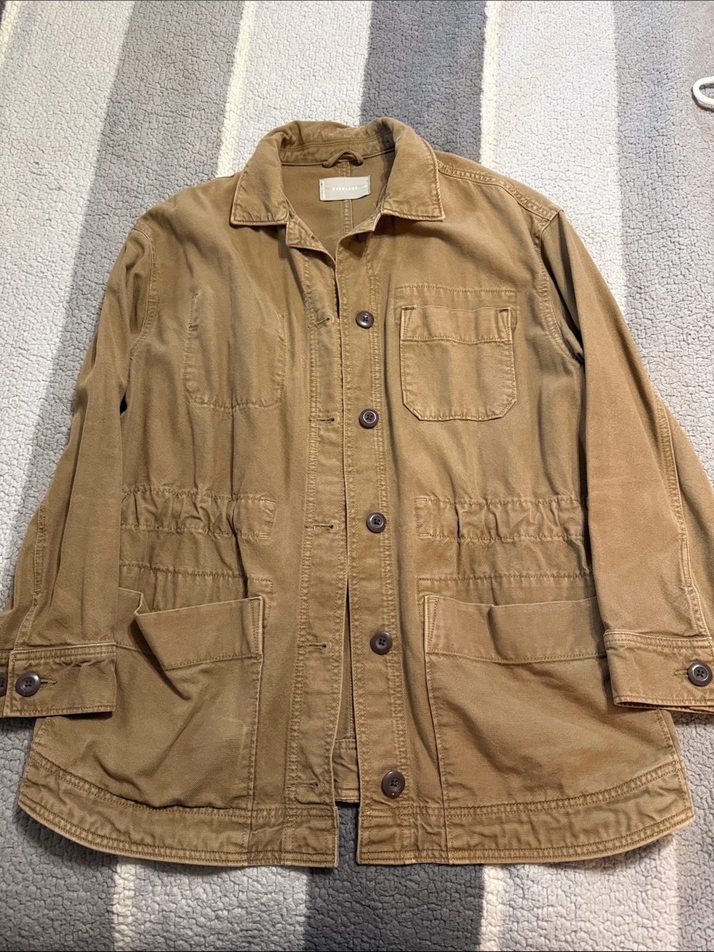 Everlane Tan Utility Jacket with Drawstring Waist